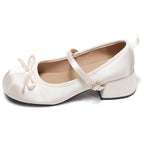 Women's Ballet Flats with Elegant Strap and Delicate Bow Accent