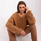 Women's Cozy Oversized Knit Sweater with Voluminous Sleeves
