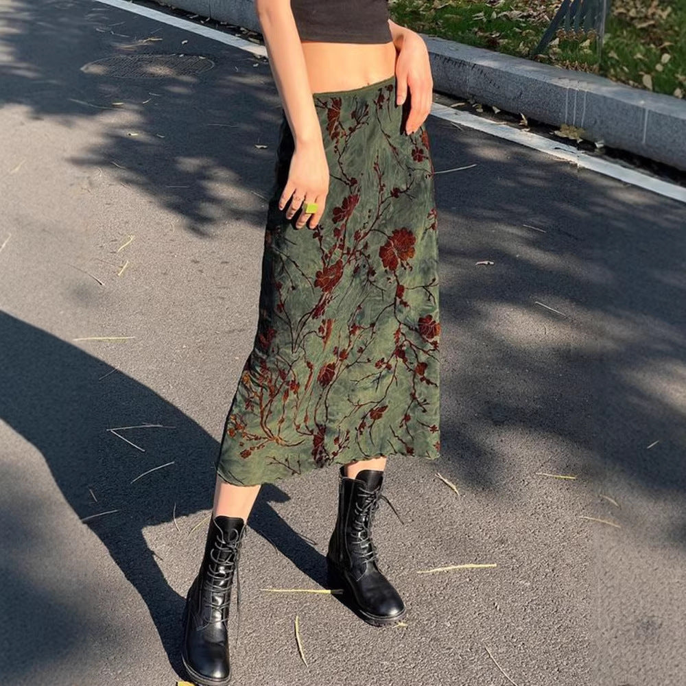 Women's Maxi Skirt with Floral Print and Elegant Cut