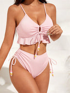 Women's Swimsuit with Ruffle Details and Adjustable Straps