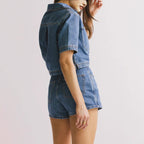 Women's Denim Crop Shirt and Skirt Set