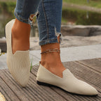 Women's Breathable Knit Slip-Ons with V-Neck Detail