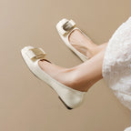 Women's Ballet Flats with Decorative Buckle and Comfortable Interior