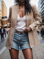 Women's Blazer with Elegant Herringbone Pattern and Timeless Cut