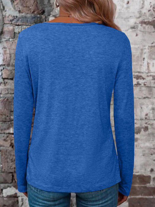 Women's Long Sleeve Shirt with Cross Neckline