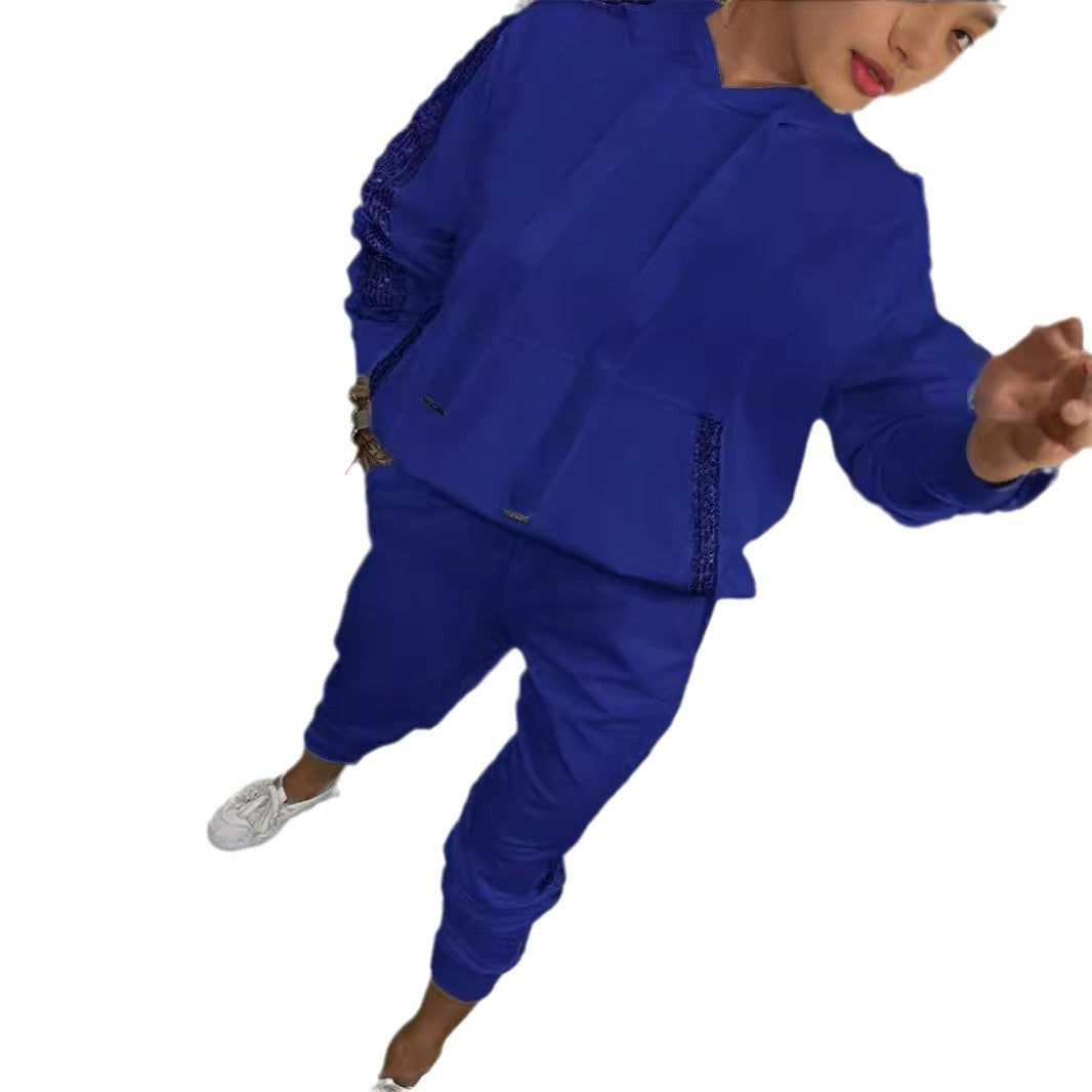 Women's Fashionable Sweat Suit with Glitter Accents