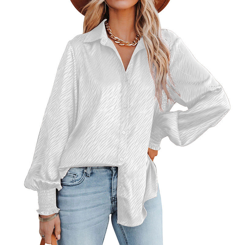 Elegant Blouse with Ruffles and Relaxed Fit