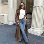 Women's Fashionable Suede Trench Coat
