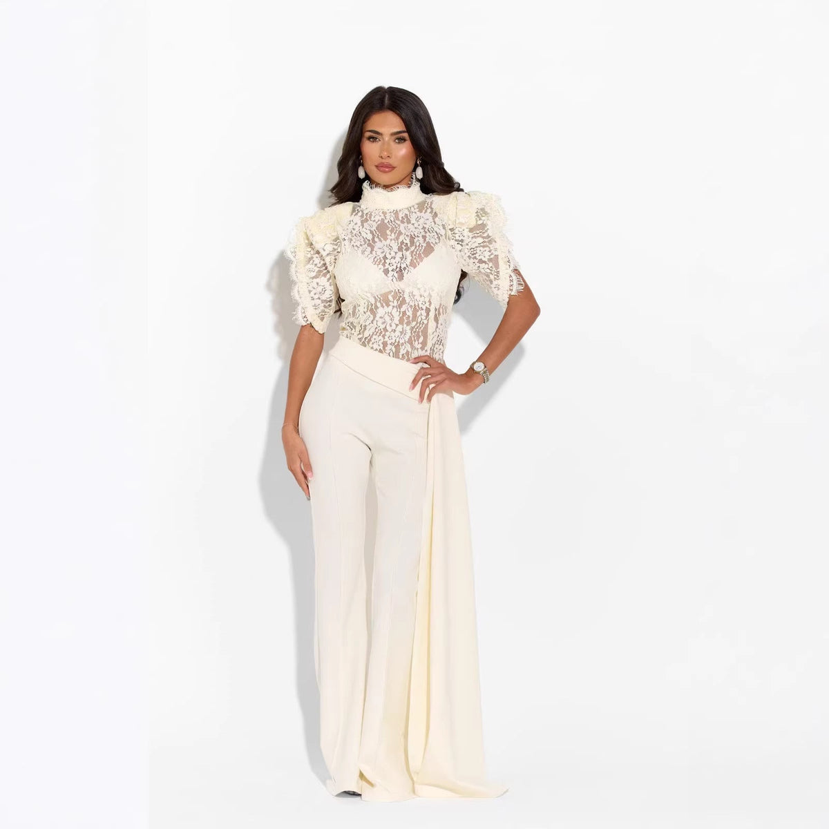 Women's Elegant Flared Pants with Side Draping