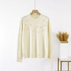 Women's Elegant Knit Sweater with Floral Design