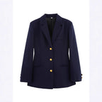 Women's Elegant Plaid Blazer with Gold Buttons