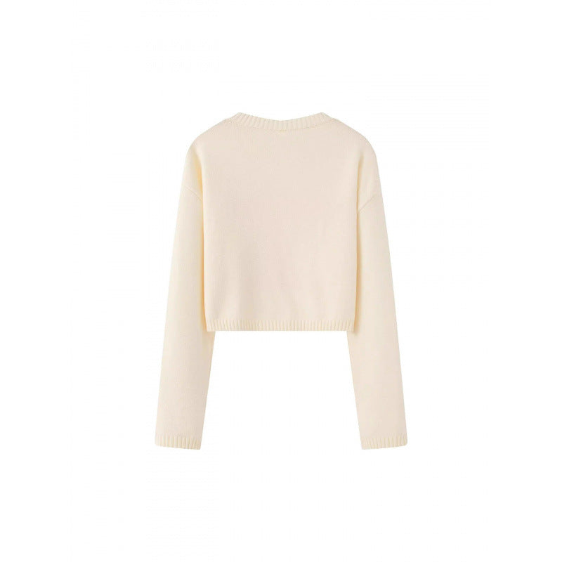 Women's Cropped Pullover with Playful Bow Motif