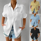 Women's Short-Sleeve Shirt with Textured Fabric