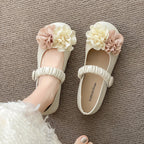 Women's Ballet Flats with Floral Decor and Elastic Strap