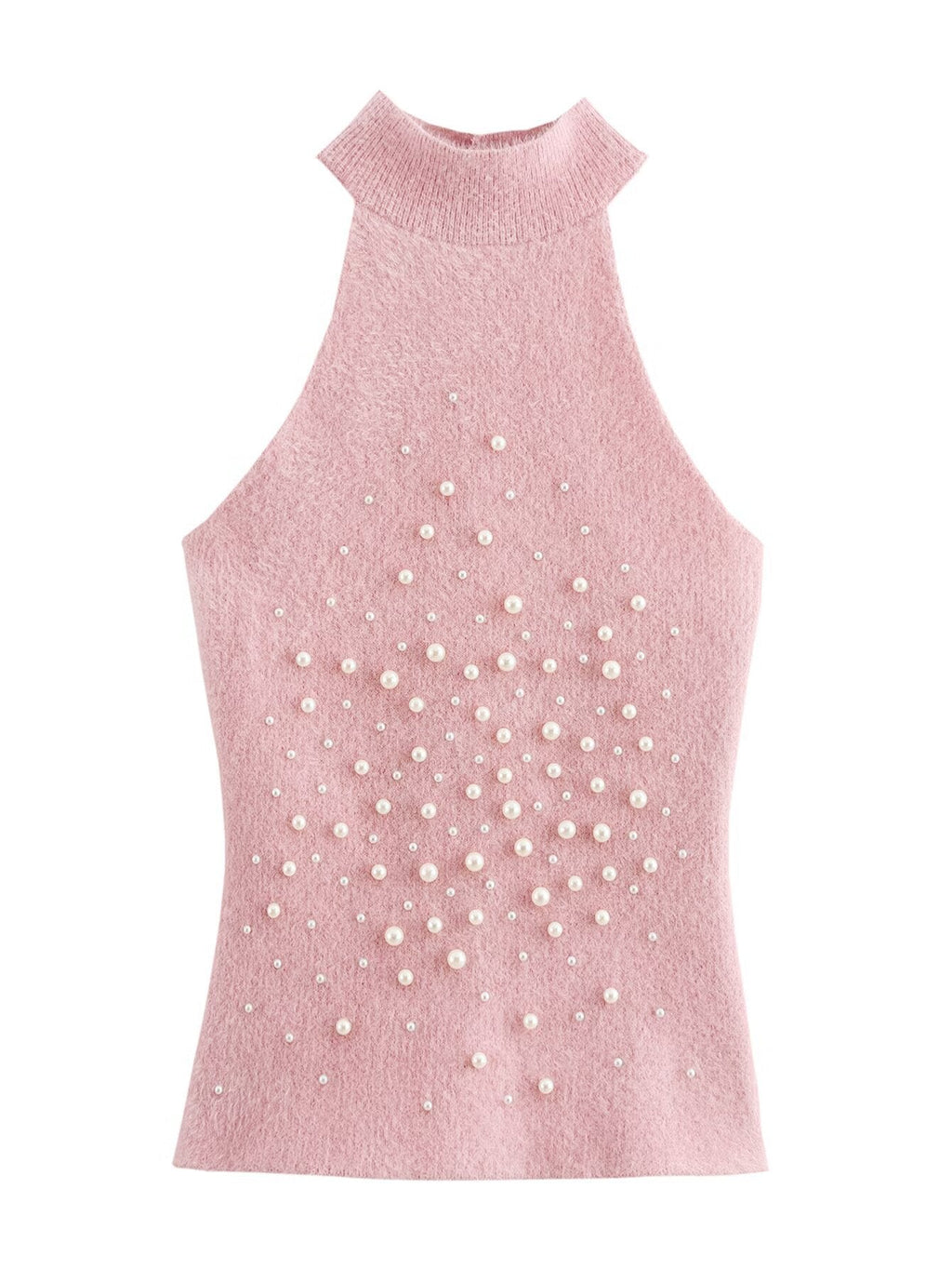 Women's Sleeveless Top with Decorative Pearl Details