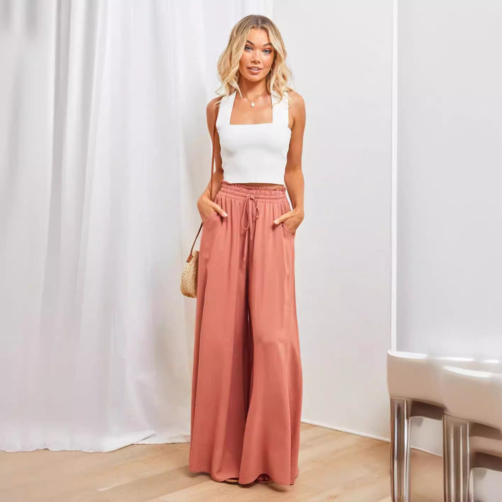 Women's Maxi Skirt with Elastic Waistband and Side Pockets