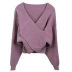 Women's Cropped Wrap Sweater in Textured Material