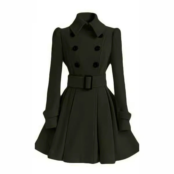 Women's Modern Trench Coat with Tailored Fit and Double Buttons