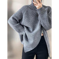 Women's Flair Sweater with Asymmetric Cut and Stand-Up Collar