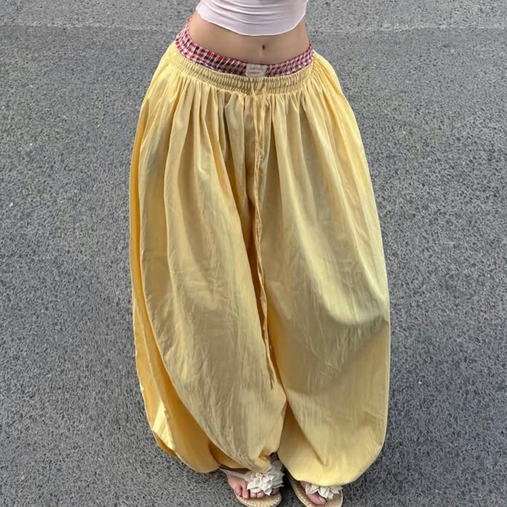 Women's Comfortable Palazzo Pants with Elastic Waist and Adjustable Drawstring