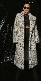 Women's Luxurious Leopard Print Faux Fur Coat