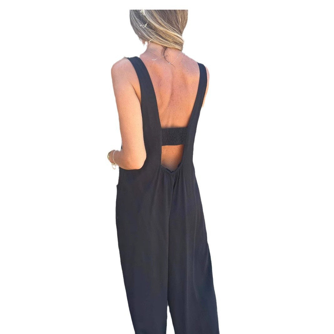 Casual Jumpsuit with Button Details and Side Pockets