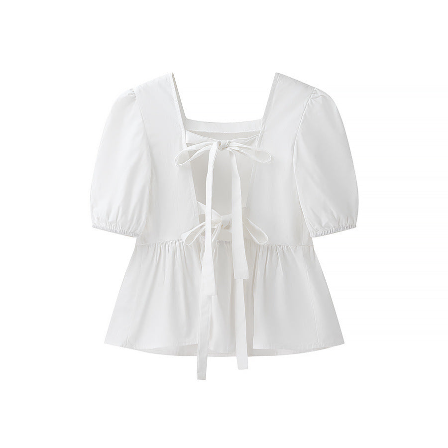 Women's Knot-Detail Puff Sleeve Blouse