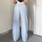 Women's Relaxed Cotton Pants with Light Stripe Pattern