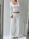 Women's Comfortable Lounge Set with Casual Cut and Wide-Leg Pants