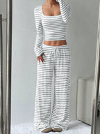 Women's Comfortable Lounge Set with Casual Cut and Wide-Leg Pants