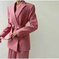 Women's Blazer with Waist Belt and Chic Lapel
