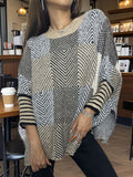 Women's Asymmetrical Knit Pullover with Zigzag Pattern