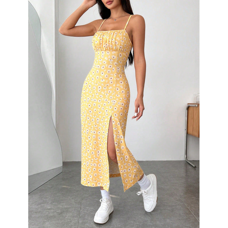 Women's Floral Spaghetti Strap Dress with Side Slit