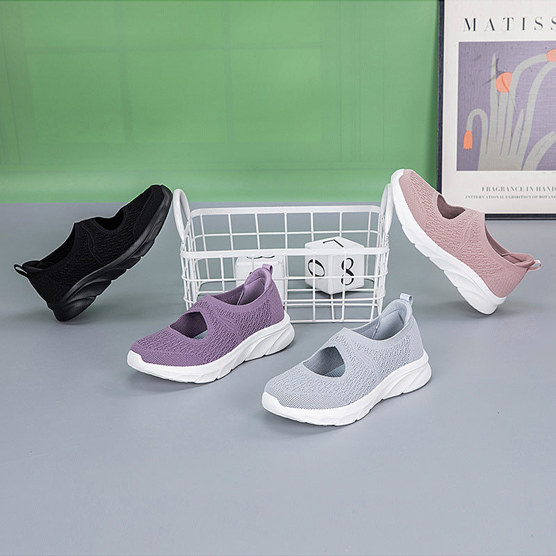 Breathable Women's Slip-On Sneakers with Elastic Upper and Cushioned Sole
