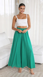 Women's Maxi Skirt with Elastic Waistband and Side Pockets