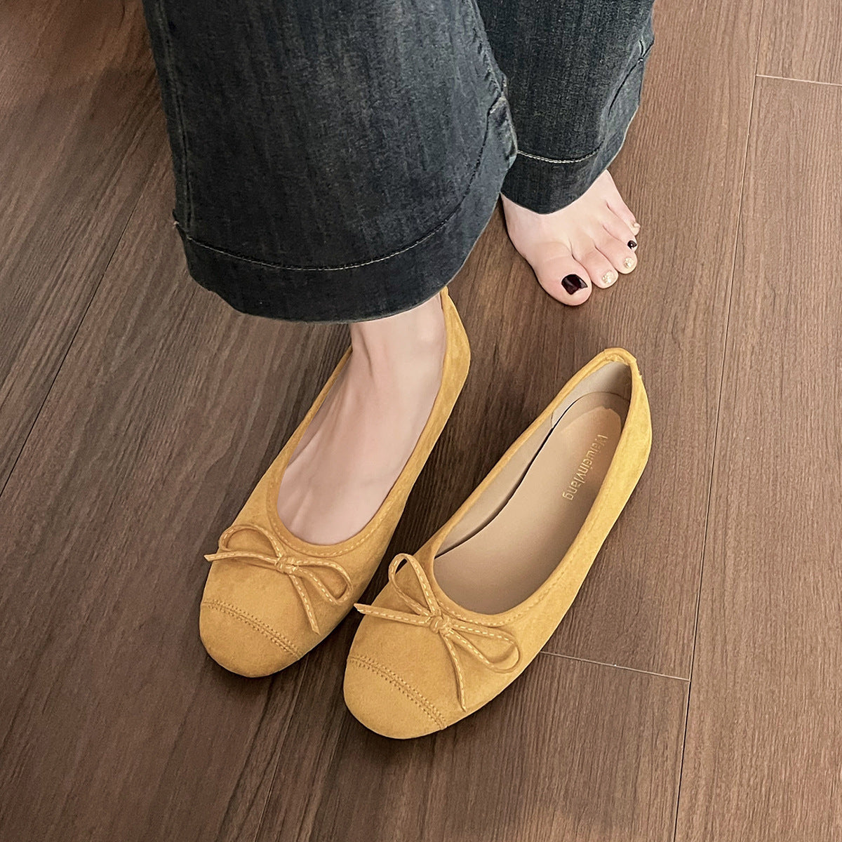 Women's Ballet Flats with Bow Accent and Soft Padding