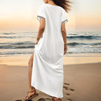 Women's Elegant Beach Cover-Up with Delicate Embroidery