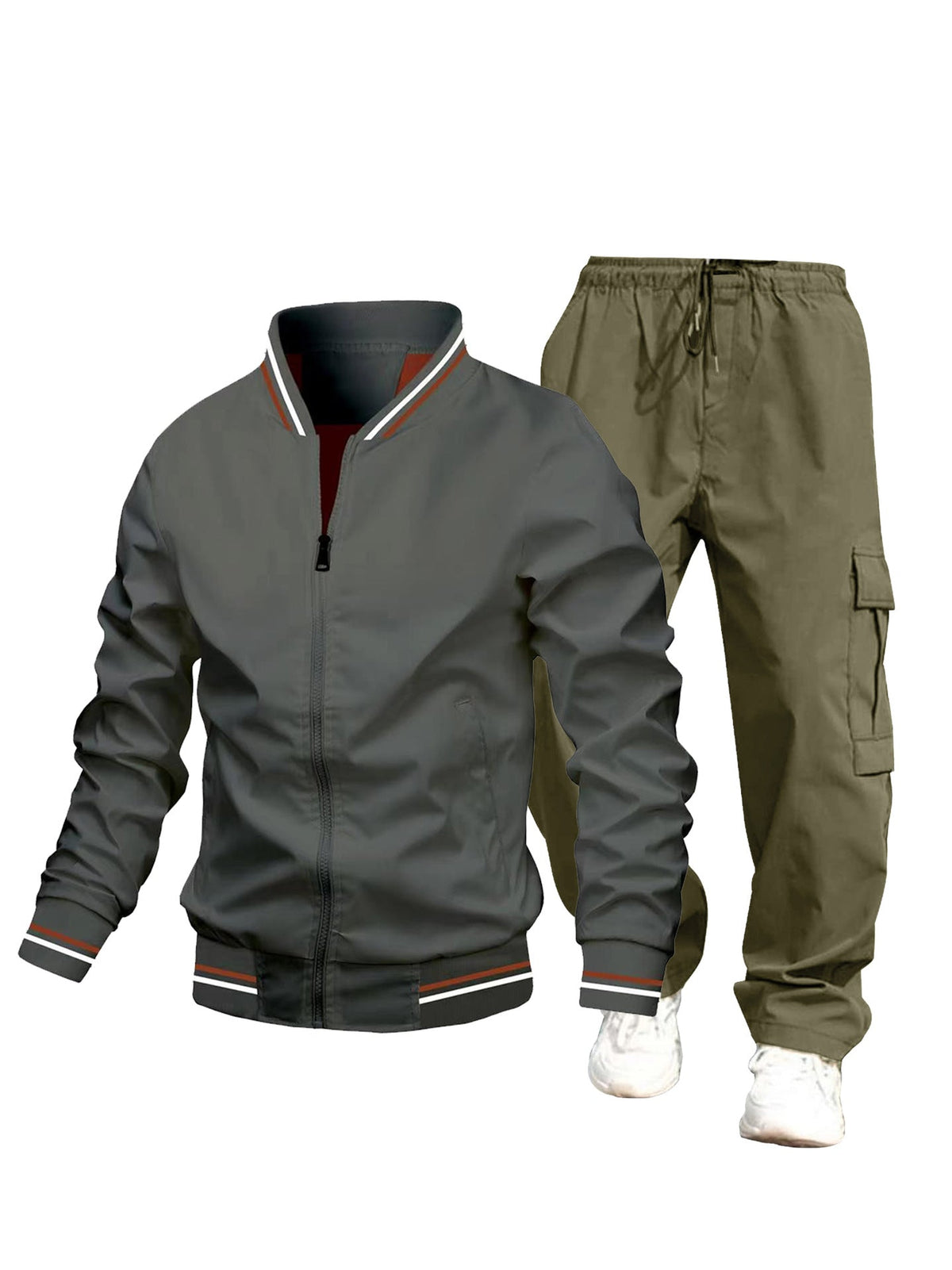 Men's sporty jacket and cargo pants set