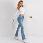 Women's High-Waisted Flared Jeans with Darts