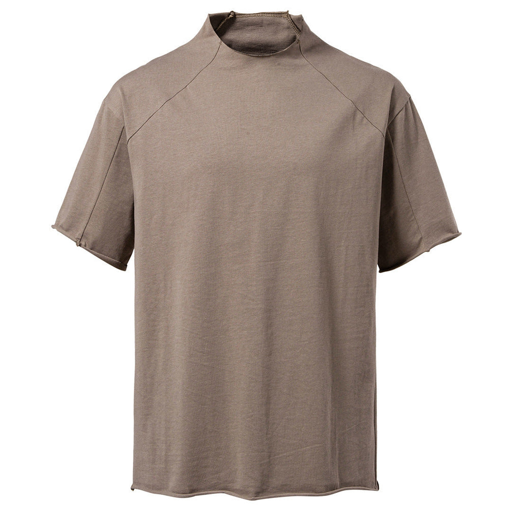 Women's Short-Sleeve Shirt with Modern Stand-Up Collar