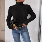 Fine Knit Sweater with Mock Neck