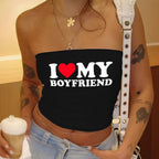 Women's Bandeau Top with Eye-Catching Statement Print