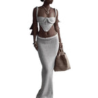 Women's Elegant Asymmetric Crochet Two-Piece Set