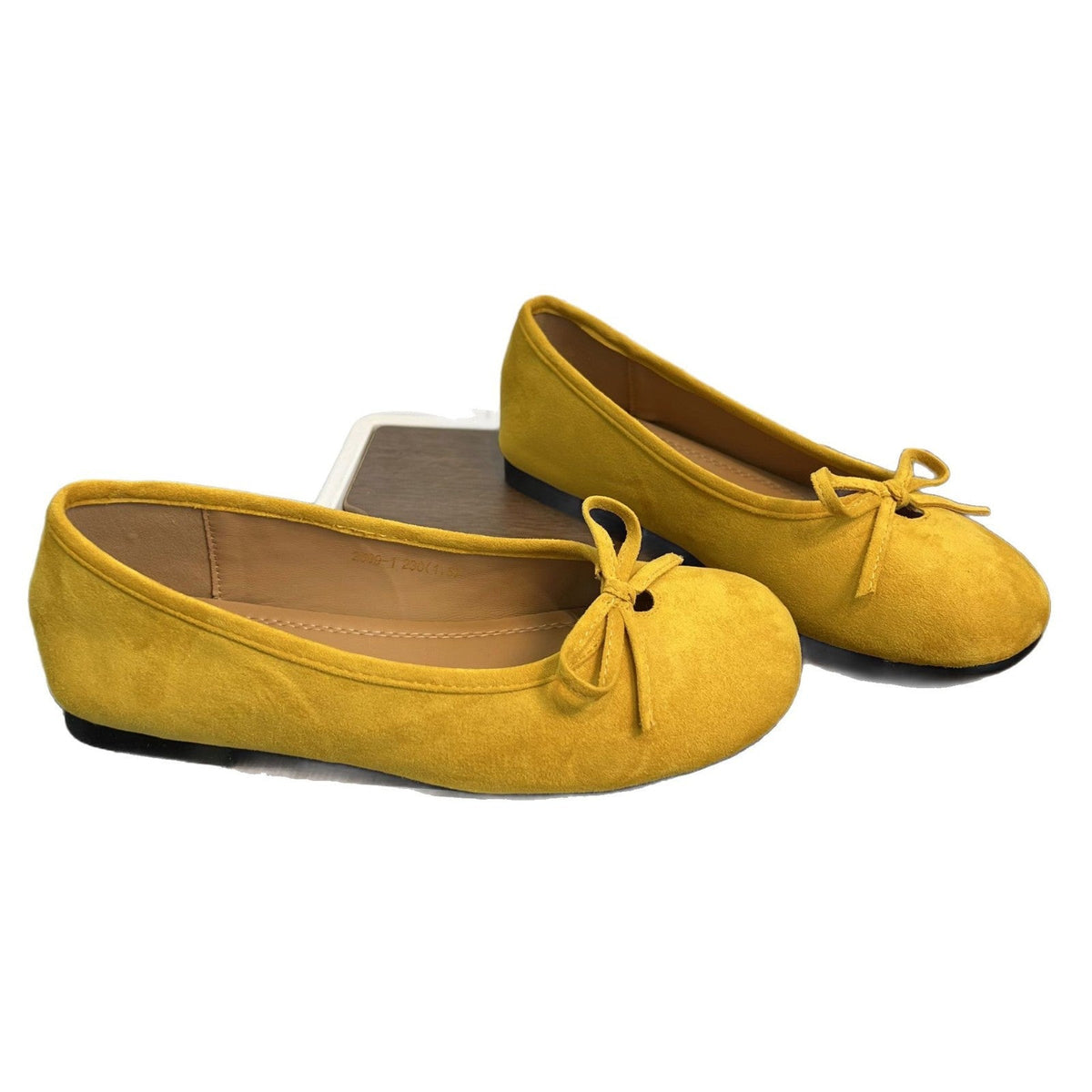 Women's Suede Ballet Flats with Decorative Bow