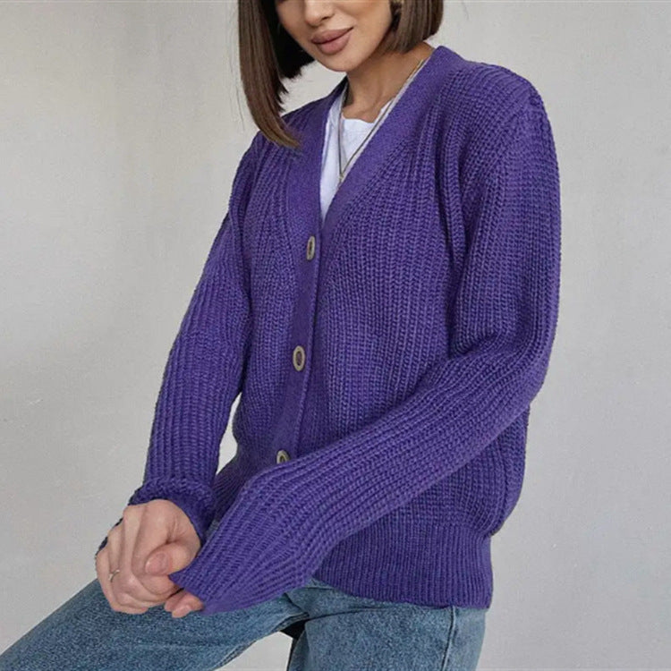 Women's Chunky Knit Cardigan with Buttons