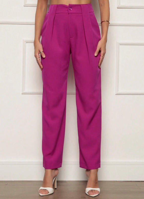 Elegant High-Waisted Pants with Pleat Details