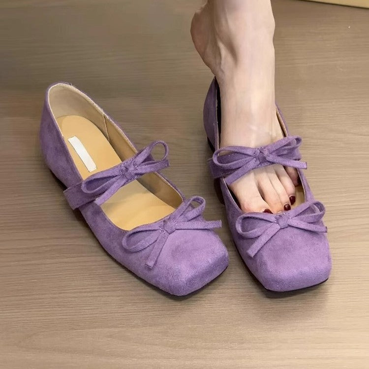 Women's Ballet Flats with Elegant Bow Detail and Comfortable Footbed