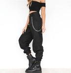 Women's Baggy Pants with Chain Details and Comfortable Waistband