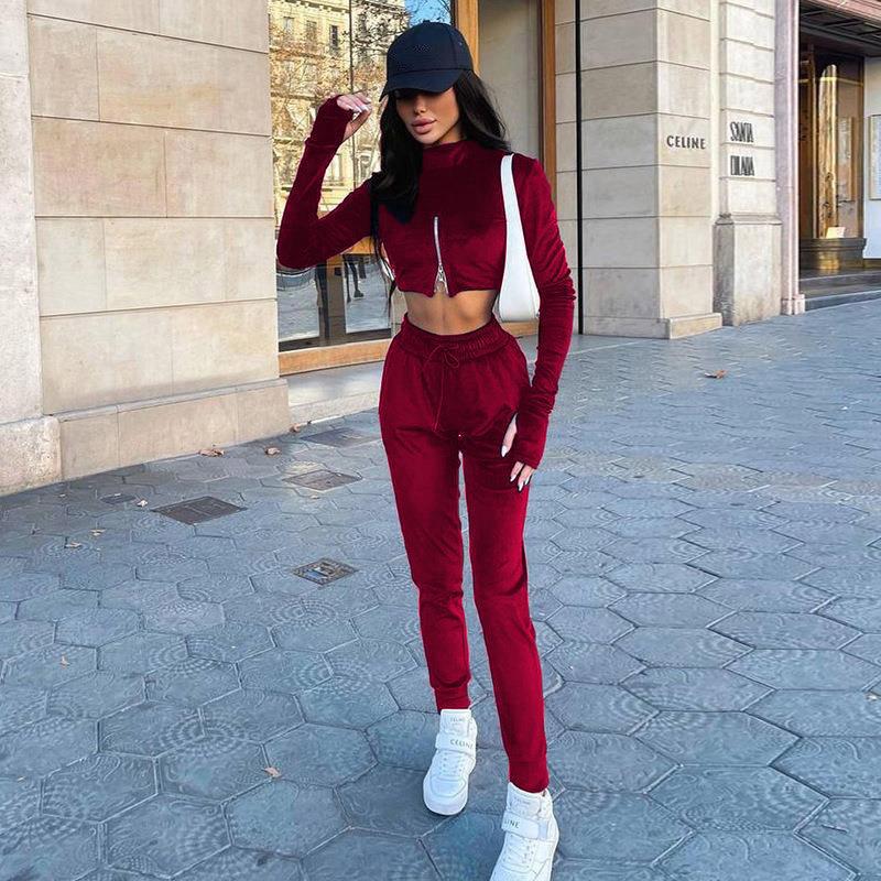 Women's Casual Sport Set with High Collar