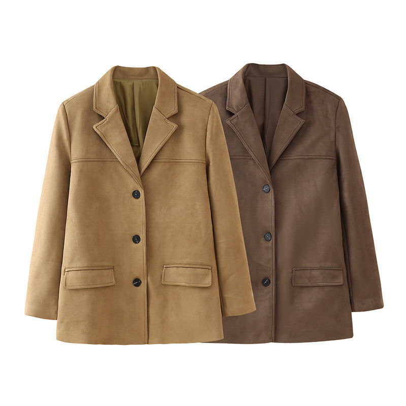 Women's Elegant Suede Blazer Jacket